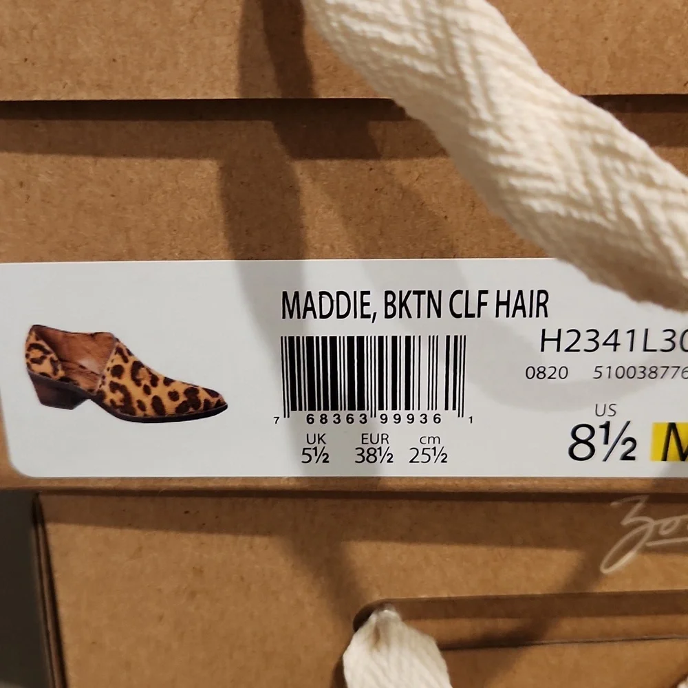 ZODIAC- Calf hair - Maddie Leopard BlkTan Booties - Size 8 - Picture 6 of 6